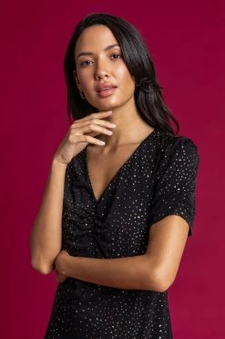 Roman Black Foil Print Frill Hem Tea Dress 10 Roman Black Foil Print Frill Hem Tea Dress -Roman Sales Shop unnamed file 2727