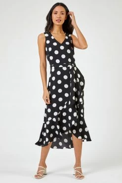 Roman Black Spot Print Frill Hem Midi Dress 11 Roman Black Spot Print Frill Hem Midi Dress -Roman Sales Shop unnamed file 2741
