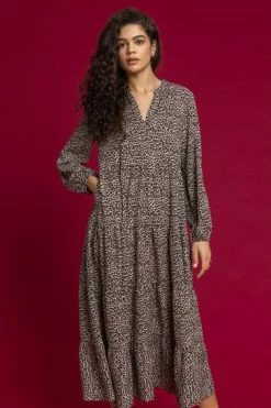 Roman Brown Animal Print Tiered Maxi Dress 11 Roman Brown Animal Print Tiered Maxi Dress -Roman Sales Shop unnamed file 2750