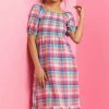 Roman Red Check Print Puff Sleeve Midi Dress 1 Roman Red Check Print Puff Sleeve Midi Dress -Roman Sales Shop unnamed file 2751