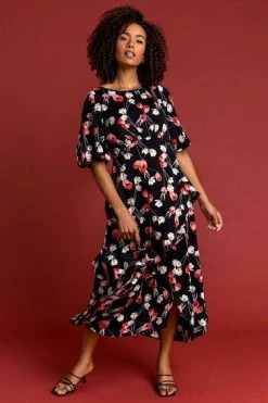 Roman Black Floral Print Chiffon Midi Dress 11 Roman Black Floral Print Chiffon Midi Dress -Roman Sales Shop unnamed file 2760