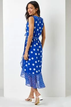 Roman Blue Polka Dot Frill Detail Wrap Dress 9 Roman Blue Polka Dot Frill Detail Wrap Dress -Roman Sales Shop unnamed file 2762
