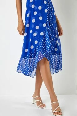 Roman Blue Polka Dot Frill Detail Wrap Dress 12 Roman Blue Polka Dot Frill Detail Wrap Dress -Roman Sales Shop unnamed file 2765