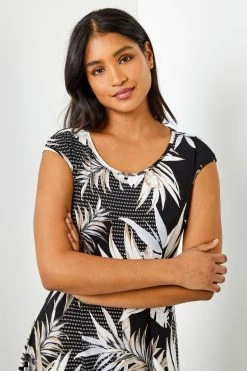 Roman Black Tropical Print Hanky Hem Maxi Dress 10 Roman Black Tropical Print Hanky Hem Maxi Dress -Roman Sales Shop unnamed file 2791