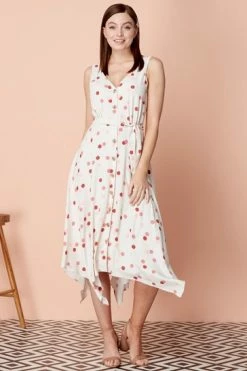 Roman Cream Polka Dot Fit And Flare Belted Dress -Roman Sales Shop unnamed file 2807