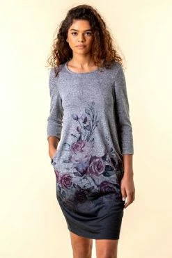 Roman Grey Floral Border Print Slouch Dress 12 Roman Grey Floral Border Print Slouch Dress -Roman Sales Shop unnamed file 2812
