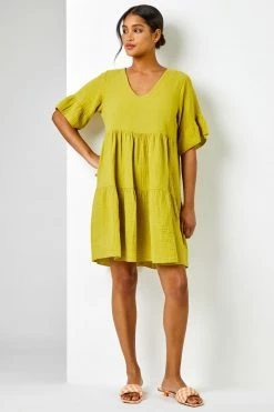 Roman Lime Green Textured Tiered Smock Dress 9 Roman Lime Green Textured Tiered Smock Dress -Roman Sales Shop unnamed file 2816