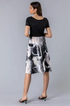 Roman Black Floral Print Fit & Flare Dress -Roman Sales Shop unnamed file 2820