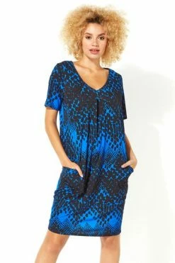 Roman Blue Abstract Print Cocoon Dress -Roman Sales Shop unnamed file 2827