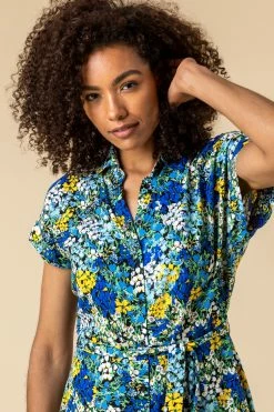 Roman Blue Contrast Floral Print Shirt Dress 10 Roman Blue Contrast Floral Print Shirt Dress -Roman Sales Shop unnamed file 2831