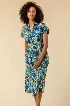 Roman Blue Contrast Floral Print Shirt Dress 11 Roman Blue Contrast Floral Print Shirt Dress -Roman Sales Shop unnamed file 2832