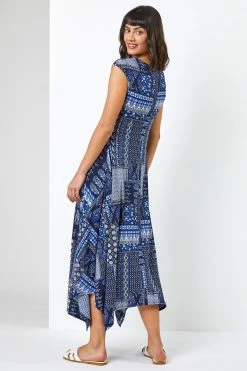 Roman Blue Patchwork Print Hanky Hem Dress 10 Roman Blue Patchwork Print Hanky Hem Dress -Roman Sales Shop unnamed file 2835