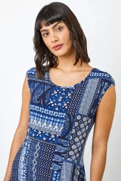 Roman Blue Patchwork Print Hanky Hem Dress 12 Roman Blue Patchwork Print Hanky Hem Dress -Roman Sales Shop unnamed file 2837