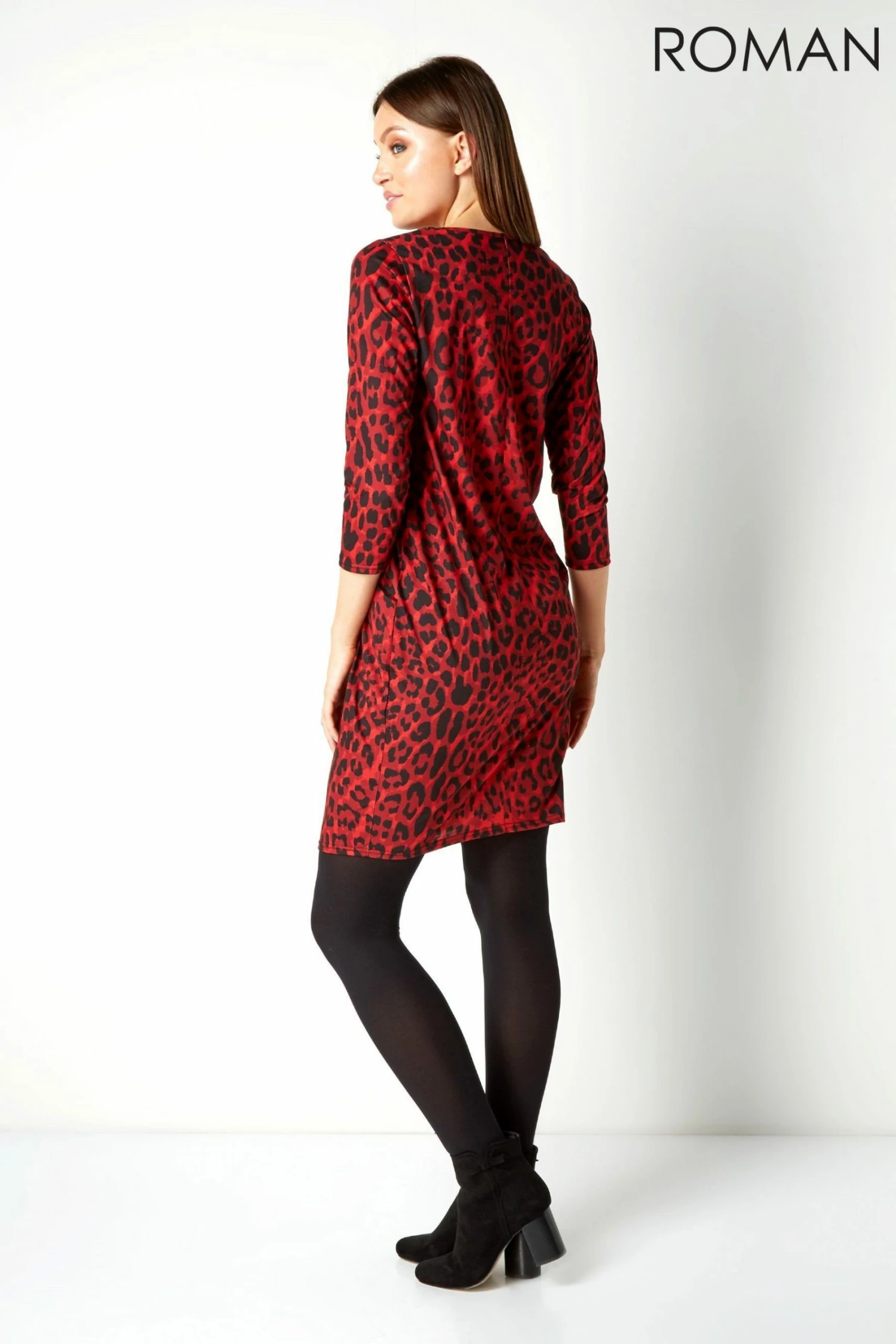 Roman Red Animal Leopard Print Slouch Dress 4 Roman Red Animal Leopard Print Slouch Dress - Image 2