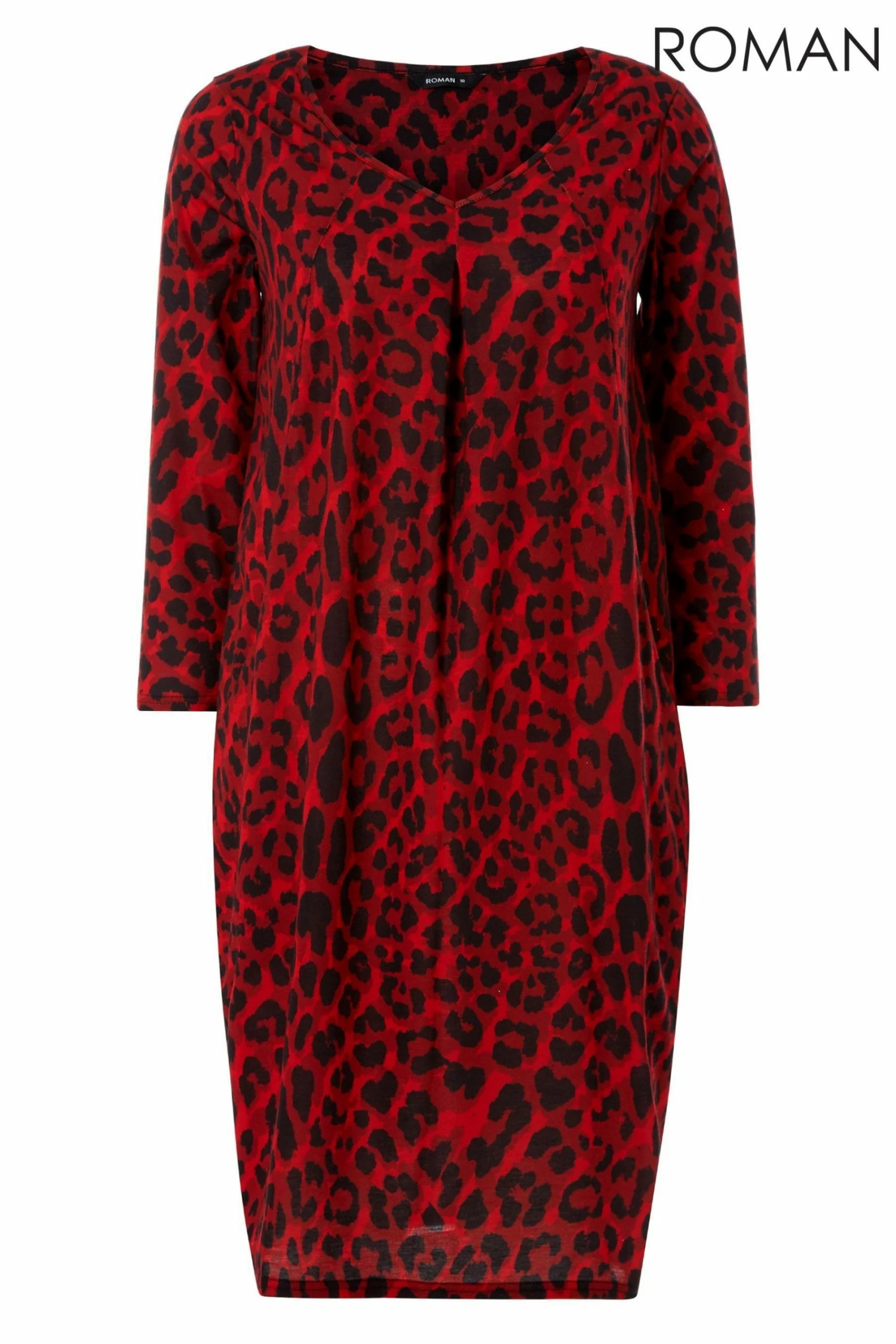 Roman Red Animal Leopard Print Slouch Dress 5 Roman Red Animal Leopard Print Slouch Dress - Image 3