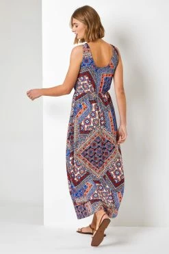 Roman Blue Geo Print Ring Detail Maxi Dress 9 Roman Blue Geo Print Ring Detail Maxi Dress -Roman Sales Shop unnamed file 2868