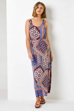Roman Blue Geo Print Ring Detail Maxi Dress 10 Roman Blue Geo Print Ring Detail Maxi Dress -Roman Sales Shop unnamed file 2869