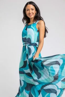 Roman Blue Abstract Print Pleated Maxi Dress 11 Roman Blue Abstract Print Pleated Maxi Dress -Roman Sales Shop unnamed file 2876