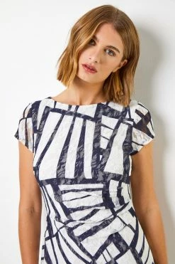 Roman Blue Contrast Print Ruched Lace Dress 10 Roman Blue Contrast Print Ruched Lace Dress -Roman Sales Shop unnamed file 2882