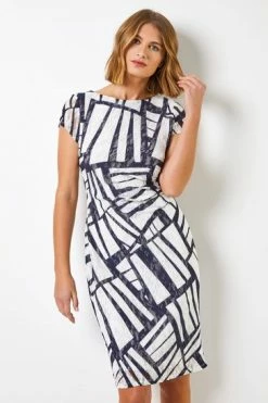 Roman Blue Contrast Print Ruched Lace Dress 11 Roman Blue Contrast Print Ruched Lace Dress -Roman Sales Shop unnamed file 2883