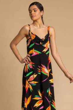 Roman Black Floral Print Tie Front Midi Dress 11 Roman Black Floral Print Tie Front Midi Dress -Roman Sales Shop unnamed file 2899