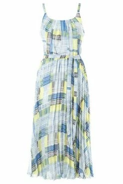 Roman Green Check Print Pleated Midi Dress -Roman Sales Shop unnamed file 2904