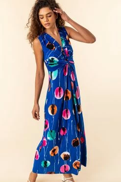 Roman Blue Abstract Floral Print Twist Waist Maxi Dress 9 Roman Blue Abstract Floral Print Twist Waist Maxi Dress -Roman Sales Shop unnamed file 291