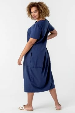 Roman Navy Curve Tiered Pocket T-Shirt Dress -Roman Sales Shop unnamed file 2911