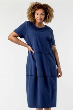 Roman Navy Curve Tiered Pocket T-Shirt Dress -Roman Sales Shop unnamed file 2912