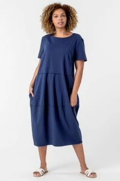 Roman Navy Curve Tiered Pocket T-Shirt Dress -Roman Sales Shop unnamed file 2914