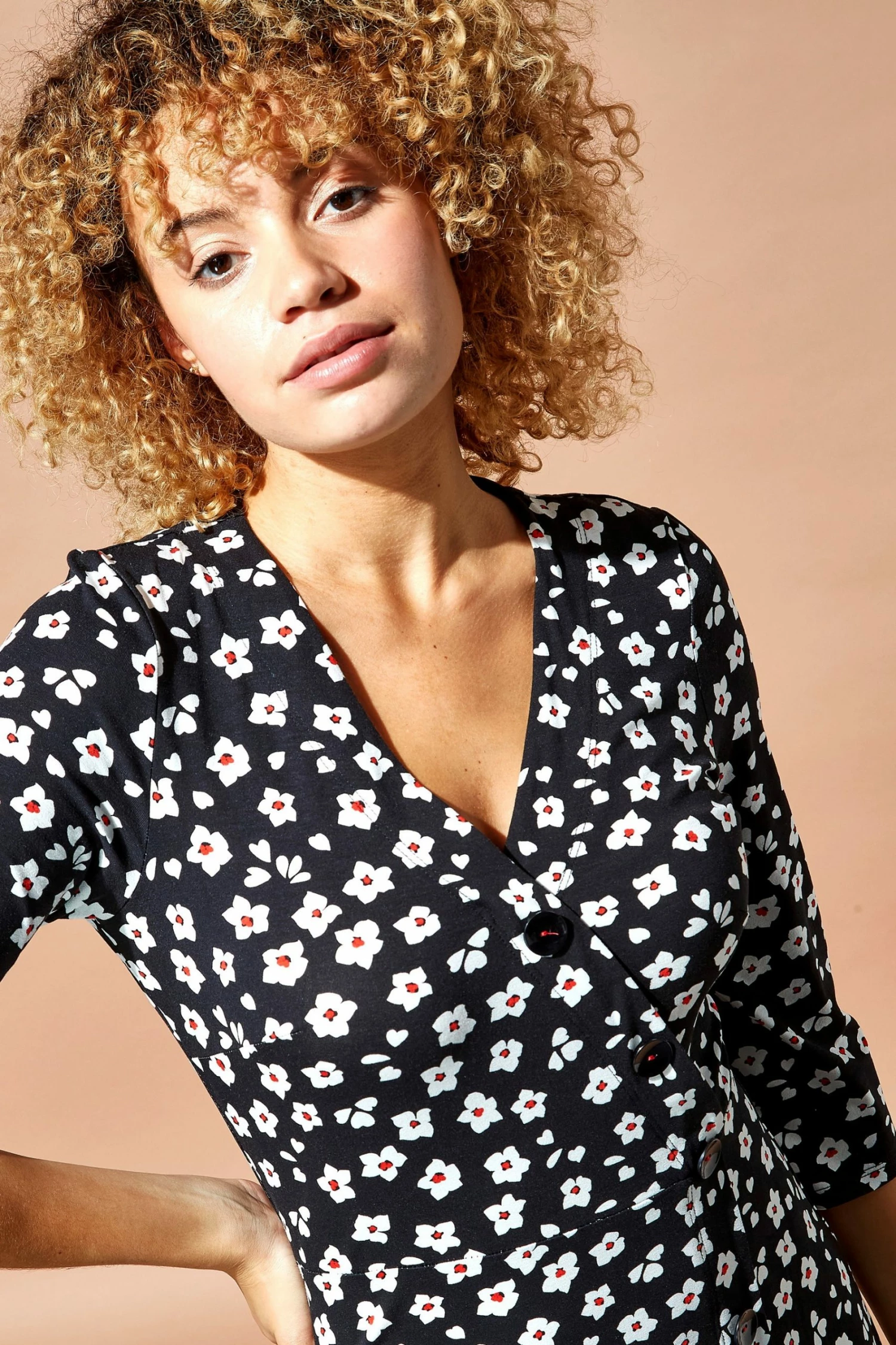 Roman Black Originals Floral Print Midi Length Tea Dress 6 Roman Black Originals Floral Print Midi Length Tea Dress - Image 4