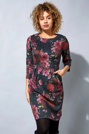 Roman Pink Originals Wooly Touch Floral Print Shift Dress 7 Roman Pink Originals Wooly Touch Floral Print Shift Dress - Image 5