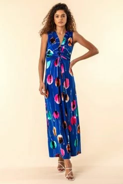 Roman Blue Abstract Floral Print Twist Waist Maxi Dress 11 Roman Blue Abstract Floral Print Twist Waist Maxi Dress -Roman Sales Shop unnamed file 293