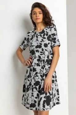 Roman Grey Floral Print Pocket Shift Dress 12 Roman Grey Floral Print Pocket Shift Dress -Roman Sales Shop unnamed file 2935