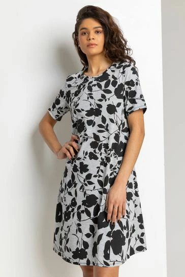 Roman Grey Floral Print Pocket Shift Dress 7 Roman Grey Floral Print Pocket Shift Dress - Image 5