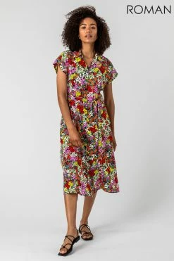 Roman Red Contrast Floral Print Shirt Dress 9 Roman Red Contrast Floral Print Shirt Dress -Roman Sales Shop unnamed file 2939