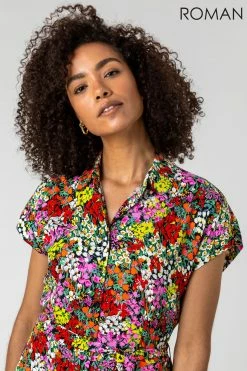 Roman Red Contrast Floral Print Shirt Dress 10 Roman Red Contrast Floral Print Shirt Dress -Roman Sales Shop unnamed file 2940