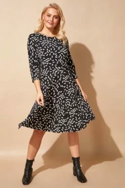 Roman Black Originals Spot Print Pleat Waist Skater Dress -Roman Sales Shop unnamed file 2946
