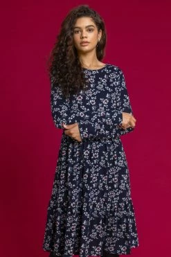 Roman Blue Floral Print Tiered Dress 8 Roman Blue Floral Print Tiered Dress -Roman Sales Shop unnamed file 2963