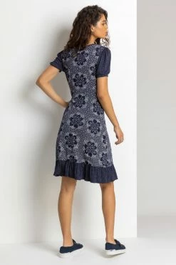 Roman Blue Mixed Floral Spot Print Frill Hem Dress 9 Roman Blue Mixed Floral Spot Print Frill Hem Dress -Roman Sales Shop unnamed file 2983