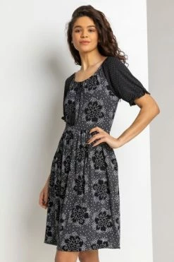 Roman Blue Mixed Floral Spot Print Frill Hem Dress 13 Roman Blue Mixed Floral Spot Print Frill Hem Dress -Roman Sales Shop unnamed file 2987