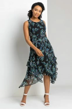 Roman Black Petite Floral Print Hanky Hem Dress 9 Roman Black Petite Floral Print Hanky Hem Dress -Roman Sales Shop unnamed file 2990