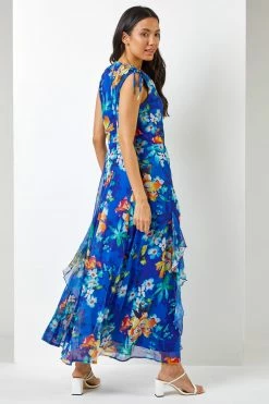 Roman Blue Floral Print Frill Detail Maxi Dress 9 Roman Blue Floral Print Frill Detail Maxi Dress -Roman Sales Shop unnamed file 2994