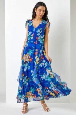 Roman Blue Floral Print Frill Detail Maxi Dress 10 Roman Blue Floral Print Frill Detail Maxi Dress -Roman Sales Shop unnamed file 2995