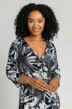 Roman Blue Petite Floral Lily Print Belted Wrap Dress 10 Roman Blue Petite Floral Lily Print Belted Wrap Dress -Roman Sales Shop unnamed file 3002