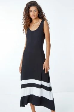 Roman Black & White Border Print Jersey Stretch Midi Dress 11 Roman Black & White Border Print Jersey Stretch Midi Dress -Roman Sales Shop unnamed file 3007