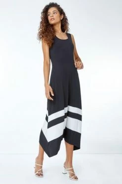 Roman Black & White Border Print Jersey Stretch Midi Dress 13 Roman Black & White Border Print Jersey Stretch Midi Dress -Roman Sales Shop unnamed file 3009
