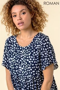 Roman Navy Abstract Spot Print Smock Dress 9 Roman Navy Abstract Spot Print Smock Dress -Roman Sales Shop unnamed file 3012