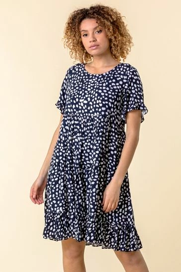 Roman Navy Abstract Spot Print Smock Dress 7 Roman Navy Abstract Spot Print Smock Dress - Image 5