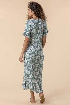 Roman Green Leaf Print Wrap Midi Dress 8 Roman Green Leaf Print Wrap Midi Dress -Roman Sales Shop unnamed file 3030